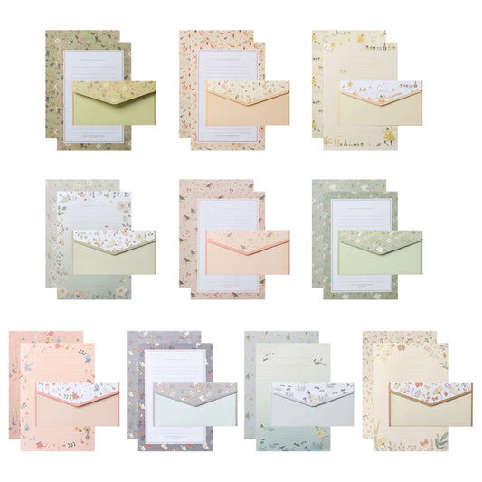 6Pcs Differrent Design Writing Paper With 3Pcs Envelopes Cartoon Pattern Vintage Floral Letter Stationery School Office Suppl