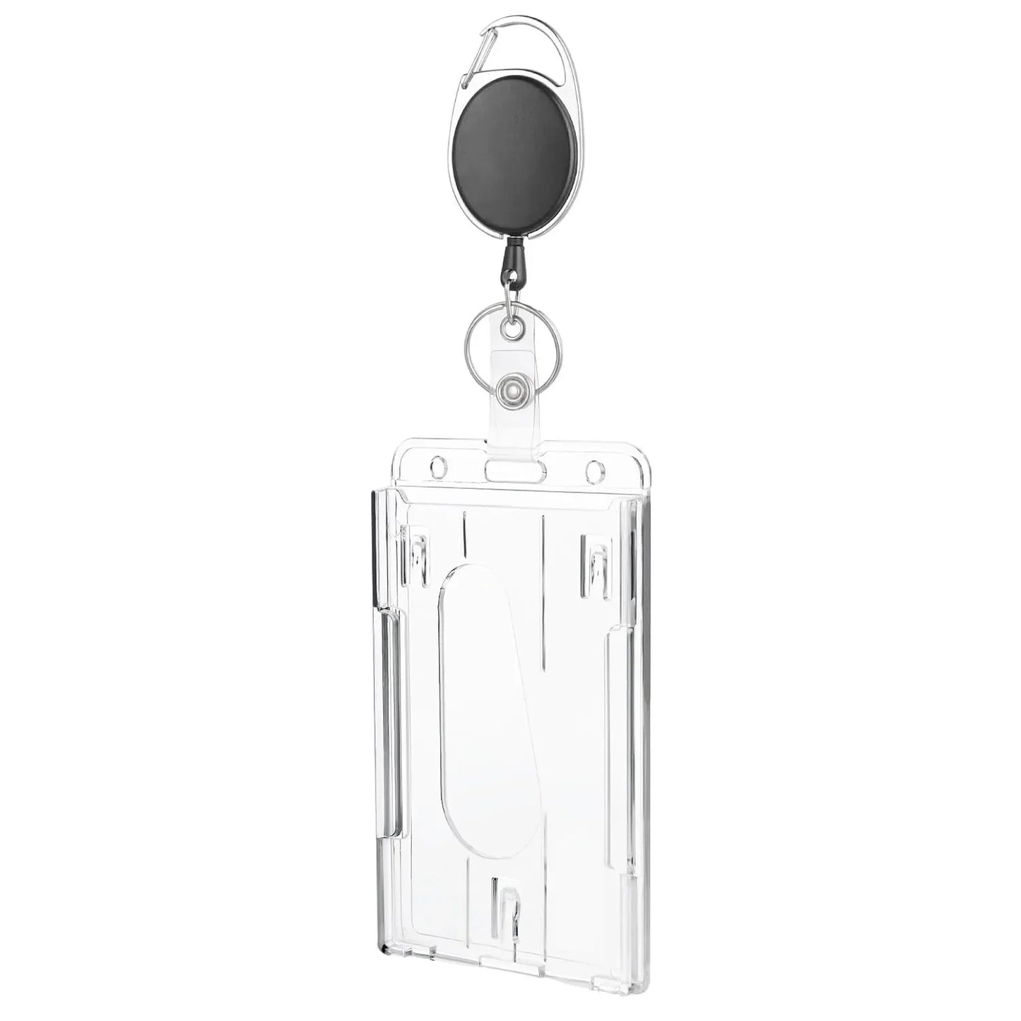 Transparent Cards Slots ID Tag Badge Holder with Badge Reel Cards Storage Organizer Employee Pass Work Card Case Sleeve - 1se