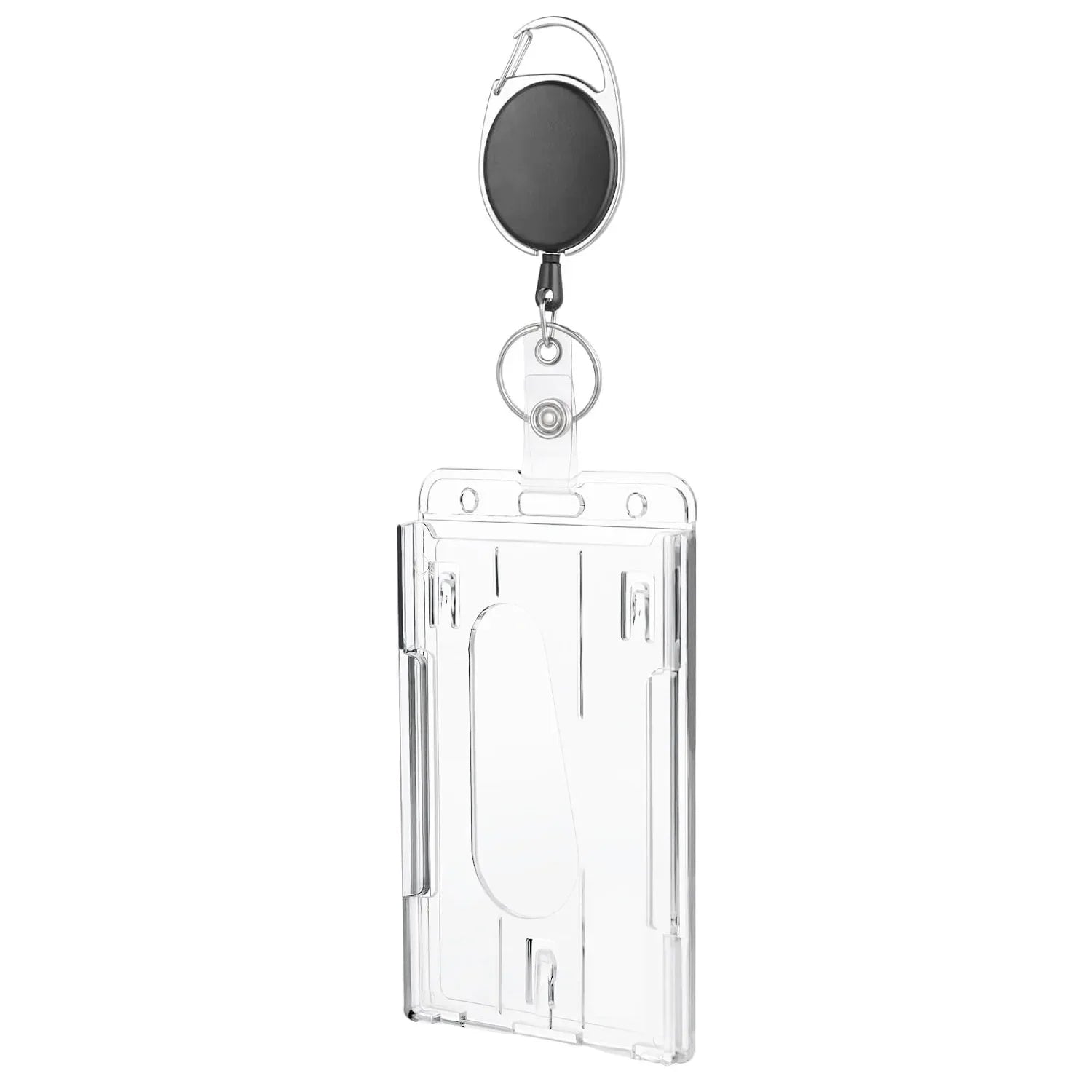 Transparent Cards Slots ID Tag Badge Holder with Badge Reel Cards Storage Organizer Employee Pass Work Card Case Sleeve - 1se
