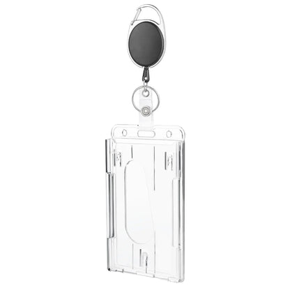 Transparent Cards Slots ID Tag Badge Holder with Badge Reel Cards Storage Organizer Employee Pass Work Card Case Sleeve - 1se