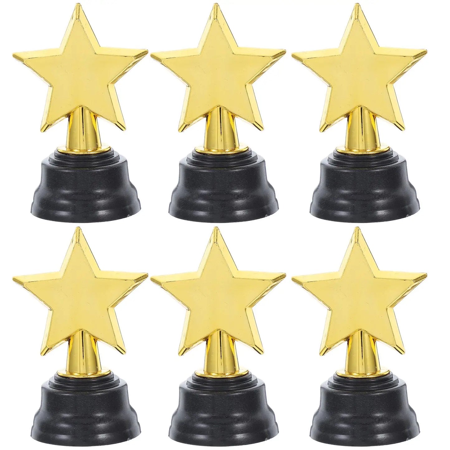 6pcs Mini Gold Star Trophies - Party Favors and Game Prizes for Kindergarten Graduations, Competitions and Rewards