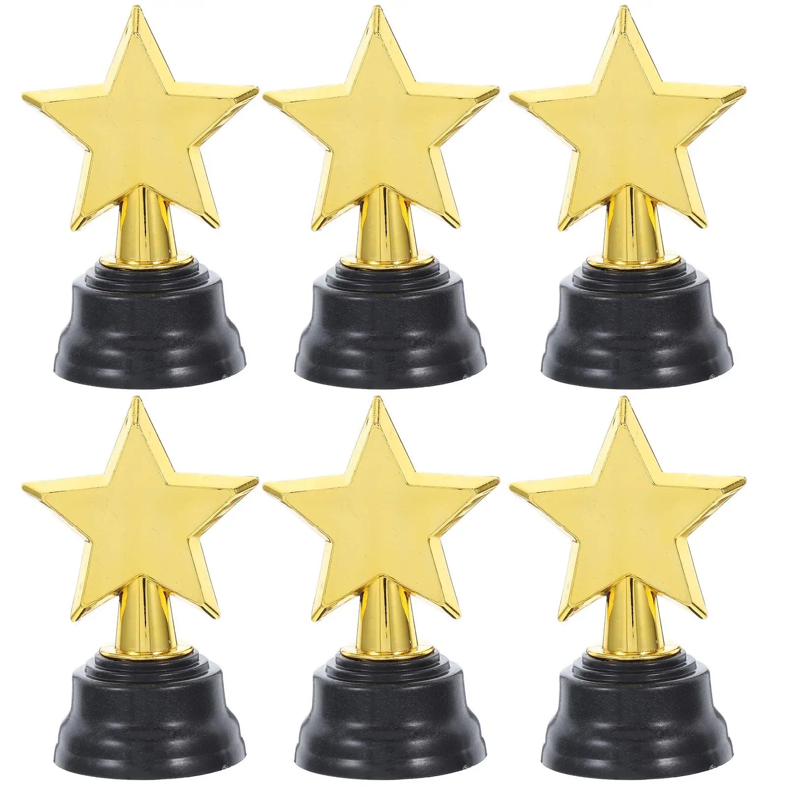 6pcs Mini Gold Star Trophies - Party Favors and Game Prizes for Kindergarten Graduations, Competitions and Rewards
