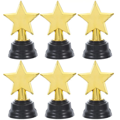 6pcs Mini Gold Star Trophies - Party Favors and Game Prizes for Kindergarten Graduations, Competitions and Rewards