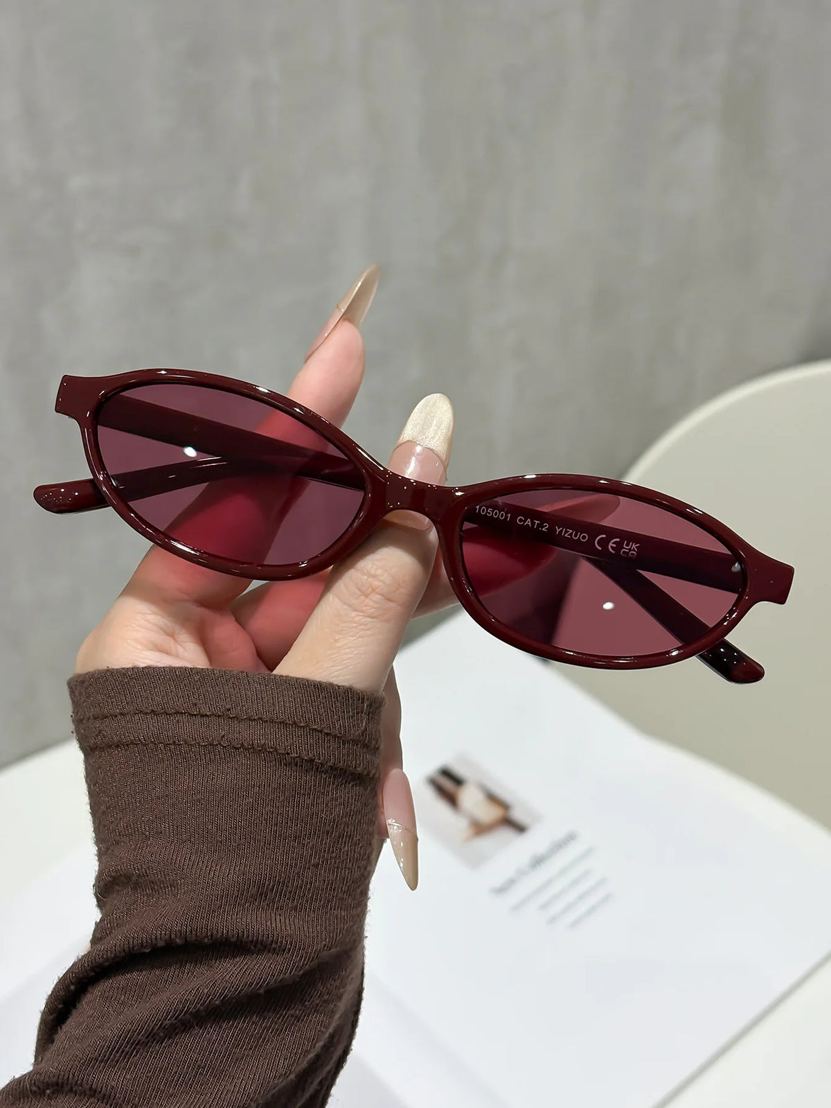 Sexy Small Oval Women's Sunglasses 2025 New Fashion Leopard Brown Hot Sun Glasses Female Retro Colorful Shade Eyeglass - wine