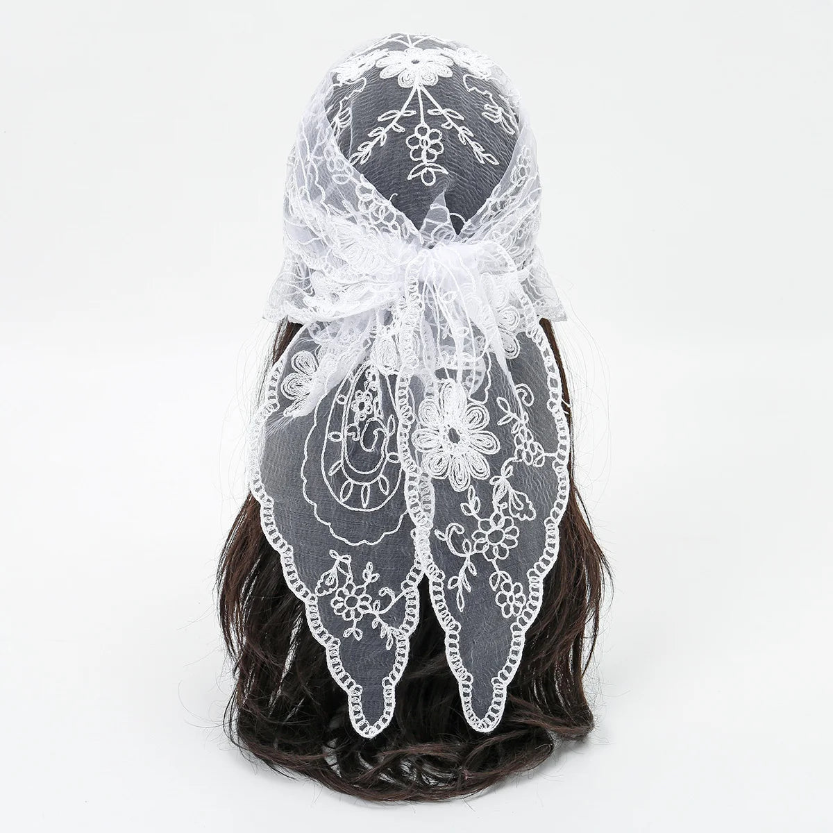 Elegant Lace Scarf Hollow Out Embroidery Foulard Bandana Solid Color Triangular Scarf Thin Vintage HandkerChiefs for Hair Wom