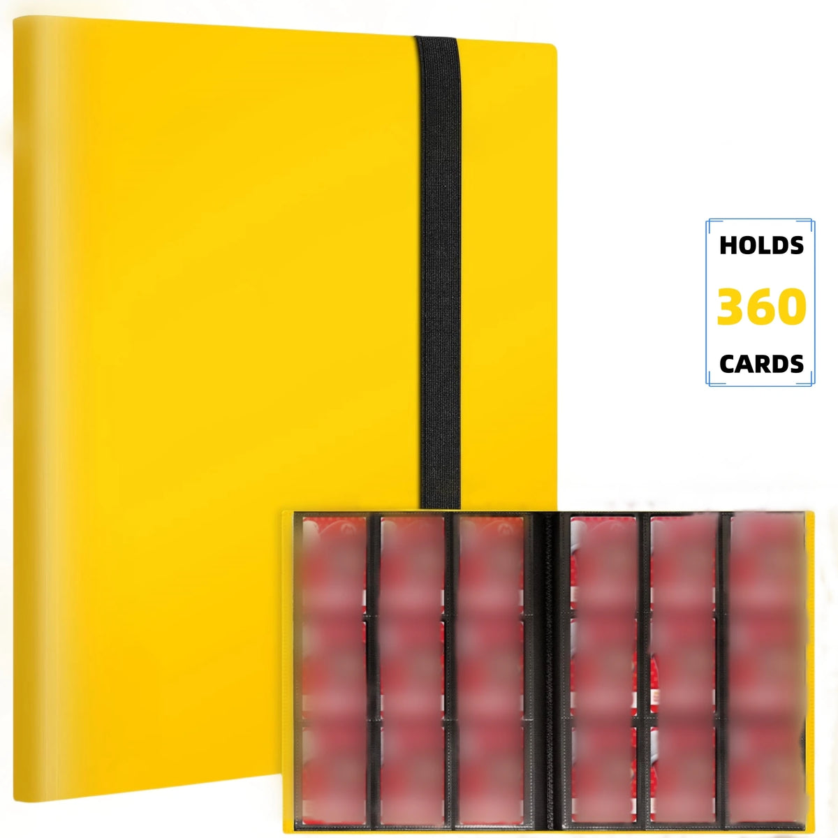 9 Pocket Trading Card Album Folder - 360 Side Loading Pocket Binder for Game Cards & Sports Cards - YELLOW
