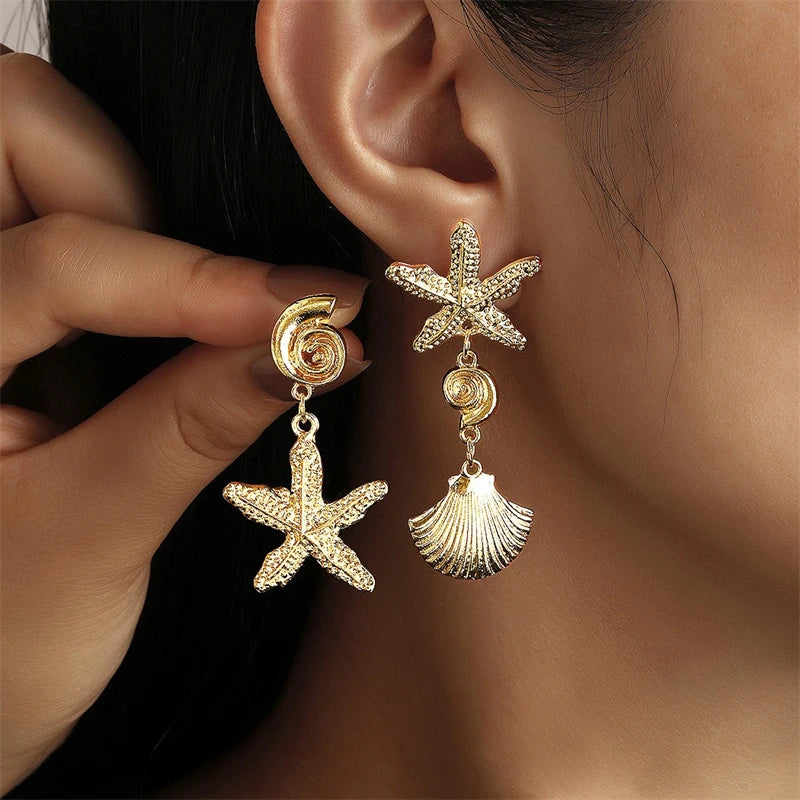 Vintage Metal Shell Stud Earrings for Women Trendy Accessories Personalization Jewelry Earrings Daily Wear Creative Jewelry G