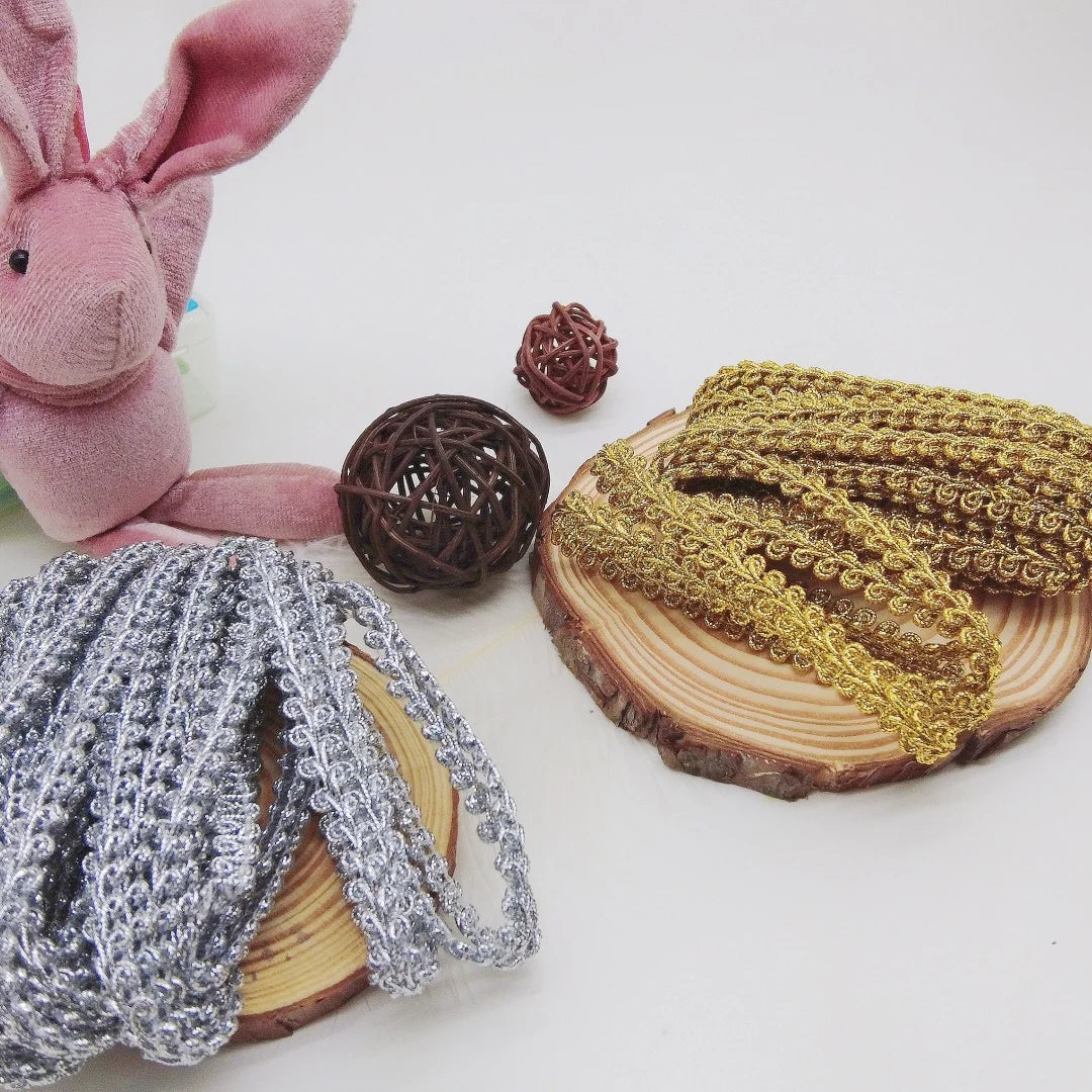 500CM（196‘’）Gold Silver Wire Centipede Lace Ribbon Herringbone Clothing Accessories, Home Textile Accessories, Handicrafts