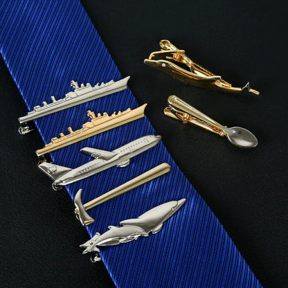 New Stainless Tie Clip For Men Classic Metel Tie Pin Copper Tie Bar Quality Enamel Tie Collar Pin Crystal Business Corbata