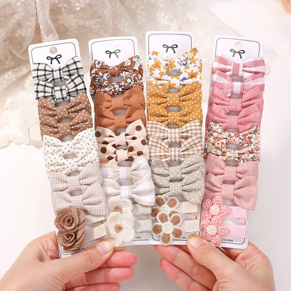 BABY BOWS 20Pcs/set Handmade Fabric Printed Barrette Boutique Mini Boutique Bangs Bow Hair Clip Ins Daisy Hairgripes