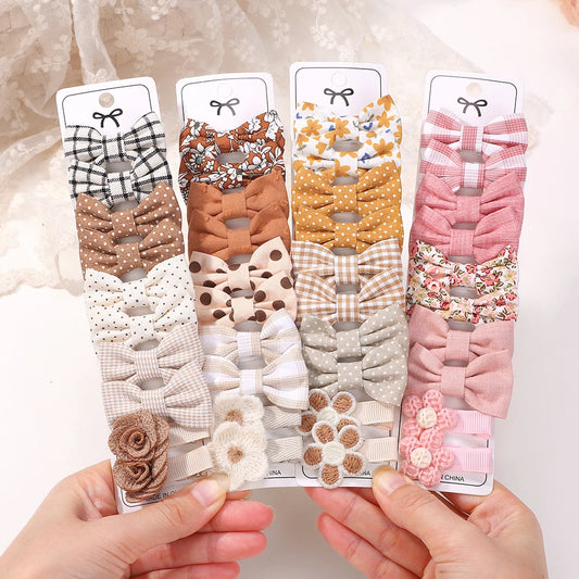 BABY BOWS 20Pcs/set Handmade Fabric Printed Barrette Boutique Mini Boutique Bangs Bow Hair Clip Ins Daisy Hairgripes