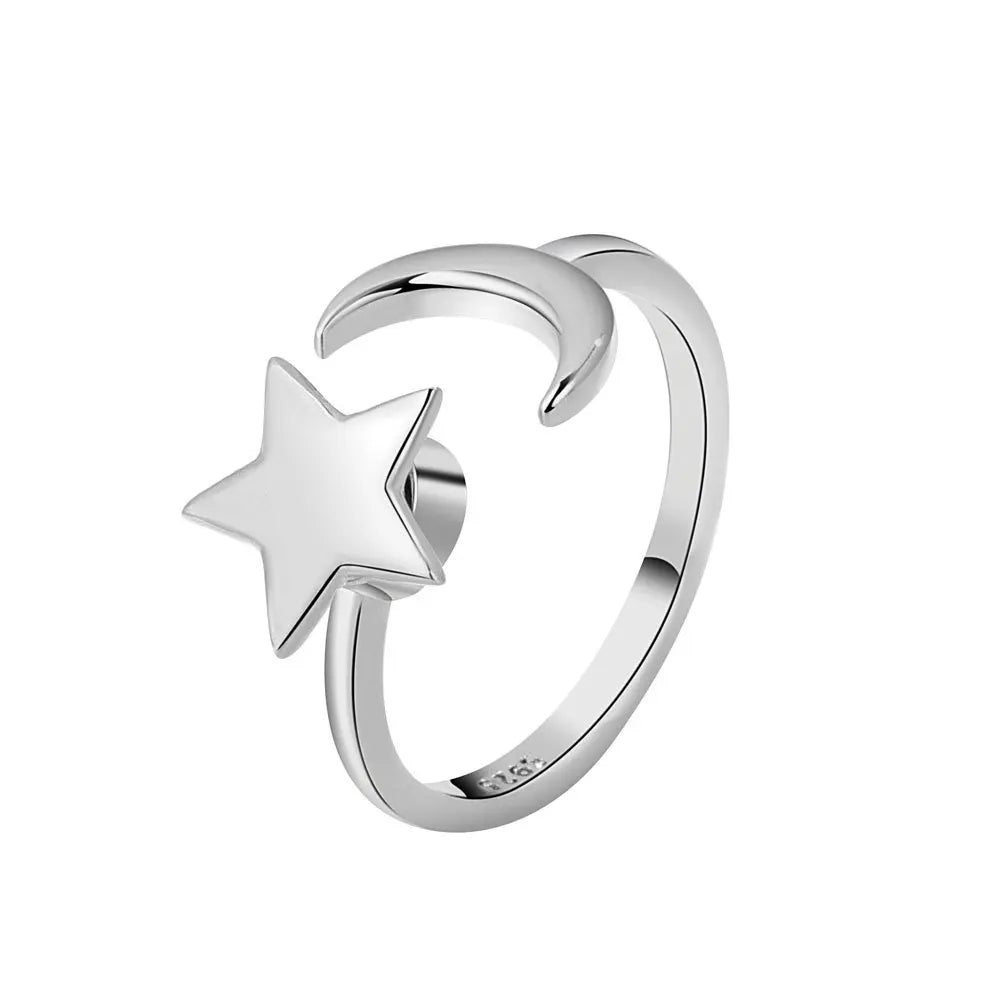 Anti Stress Anxiety Fidget Rings for Women Satinless Steel Spinner Sunflower Sun Star Ring Trendy Jewelry Gift