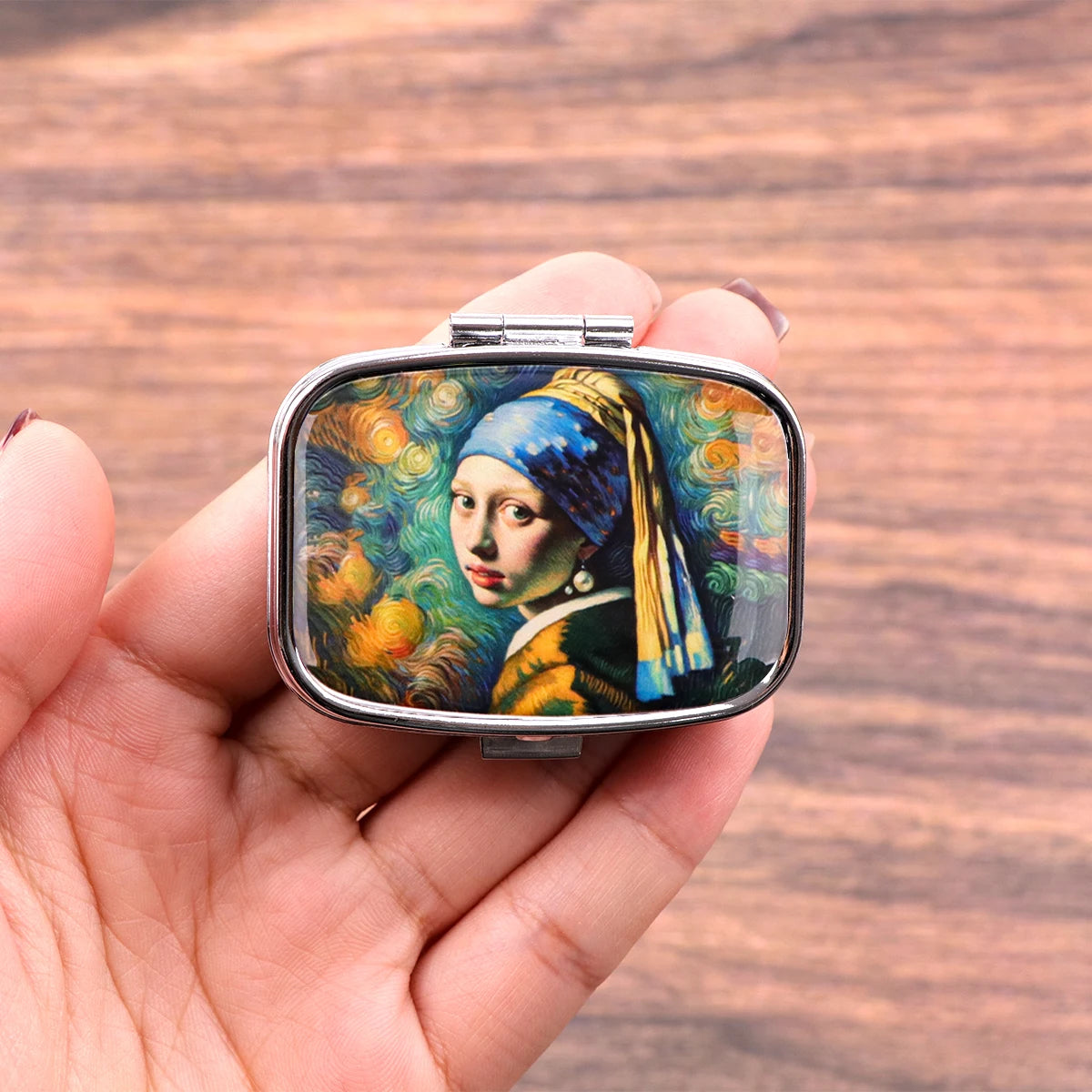 Van Gogh Art Mini Pill Box 2-Compartment Medicine Pill Organizer Household Portable Medicine Storage Box Travel Jwelery Gift 