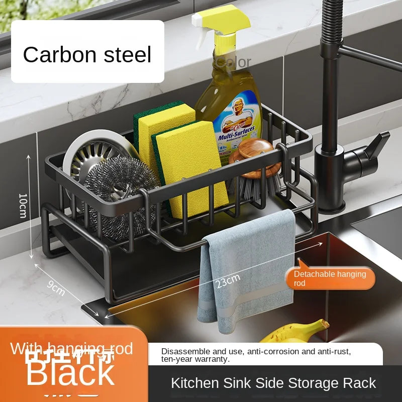 Kitchen stainless steel shelf, sponge drain rack, sink drainage rack, dishwashing supplies, dishcloth storage, drainage rack 