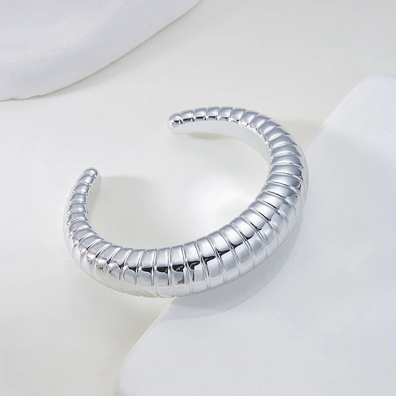 Fashion Exaggerated Irregular Bracelets for Women Simple Hip Hop Rock Personality Plastic Cuff Bangle Trendy Jewelry - Silver