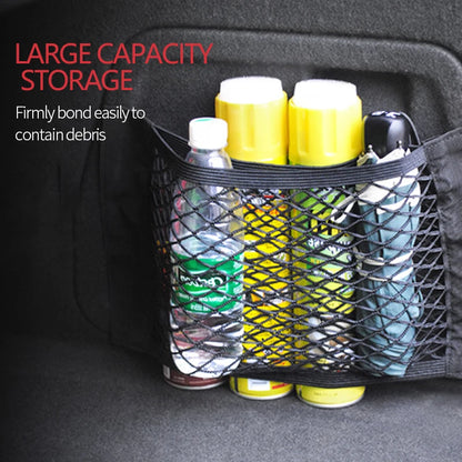 Car Trunk Mesh Organizer Car Tail Storage Net Seat Back Pocket Universal Trunk Bag Auto Magic Tape Network Interior Accessori