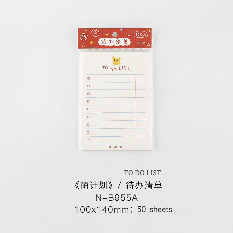 JIANWU 100sheets/50sheets Cute Plan Series Memo Pad Kawaii To Do List Weekly Plan Daily Plan Stationery School Office Supplie