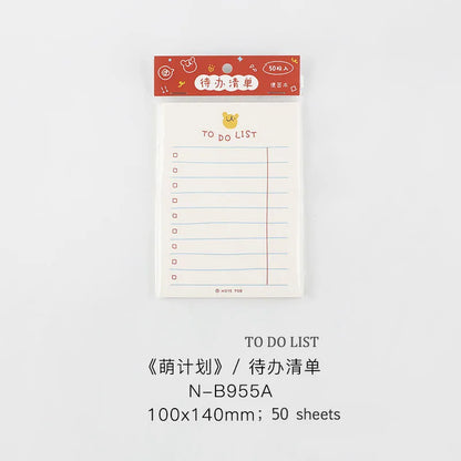 JIANWU 100sheets/50sheets Cute Plan Series Memo Pad Kawaii To Do List Weekly Plan Daily Plan Stationery School Office Supplie