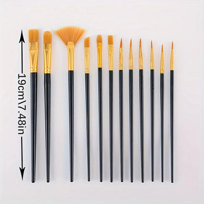 22/12/10 pcs Brush Set Plastic brush for acrylic, watercolor, oil painting for canvas, fabric and paper crafts painting suppl