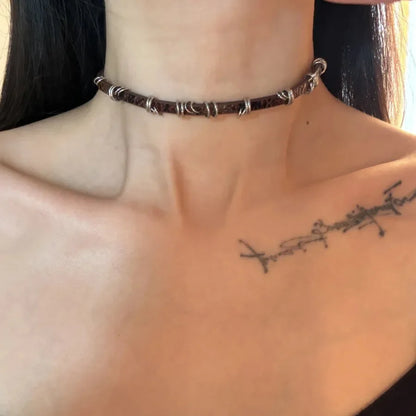 New Punk Trendy Gothic Geometry Leather Collar Chain Choker Necklace For Women Men Fashion Vintage Jewelry Y2K EMO Accessorie