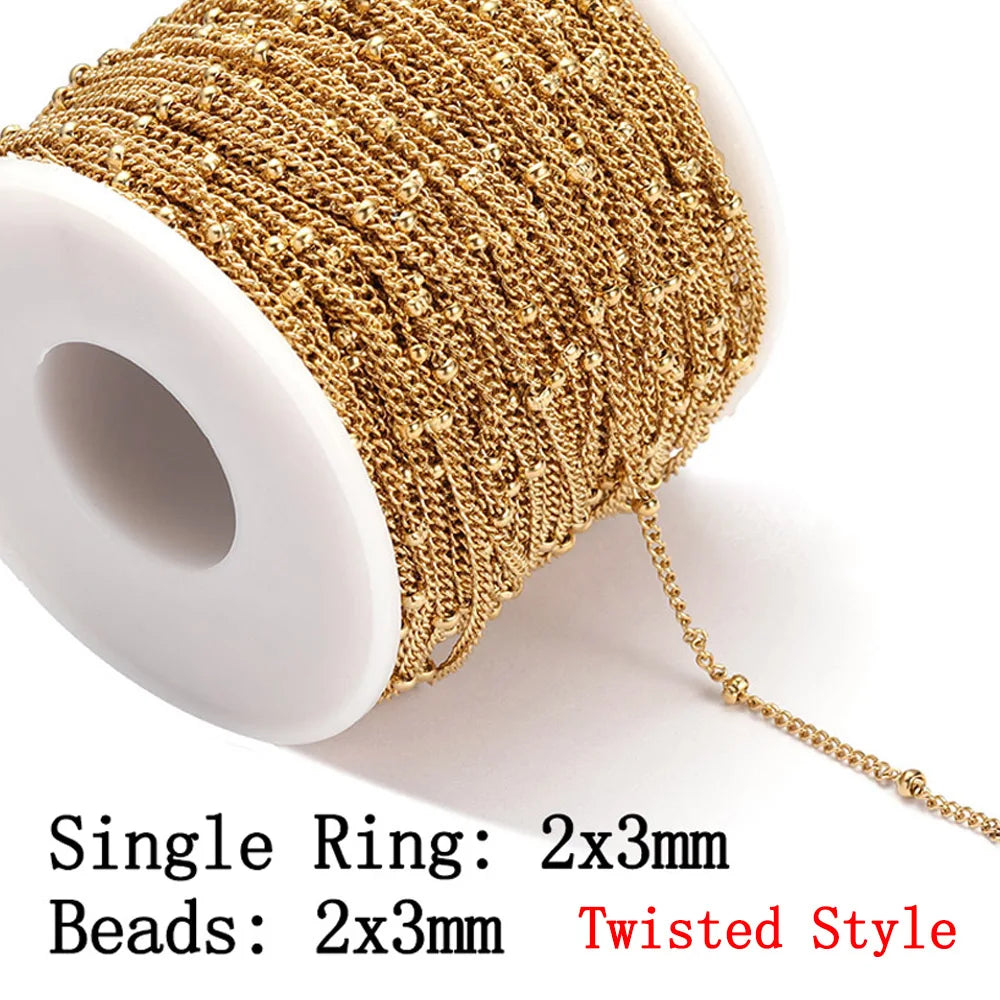 No Fade 2Meters Stainless Steel Chains for Jewelry Making DIY Necklace Bracelet Accessories Gold Chain Lips Beads Beaded Chai