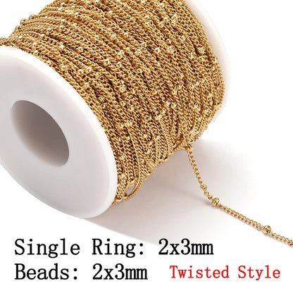 No Fade 2Meters Stainless Steel Chains for Jewelry Making DIY Necklace Bracelet Accessories Gold Chain Lips Beads Beaded Chai