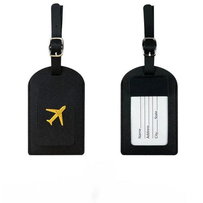 Stamped Leather Business Luggage Tag Suitcase Address Label Luggage Boarding Case Label Name ID Address Clip Travel Accessori