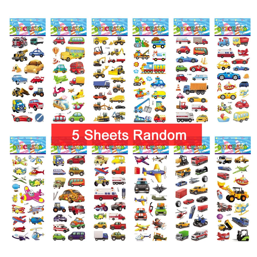 5 Sheets Kids Stickers Puffy Stickers for Children Birthday Christmas New Year Gift for Girl Boy Scrapbooking Cartoon Sticker