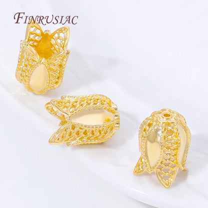 18K Gold Plated Brass Bead Caps,Tassel End Caps For Jewelry Making Findings,DIY Necklaces&Bracelets Accessories