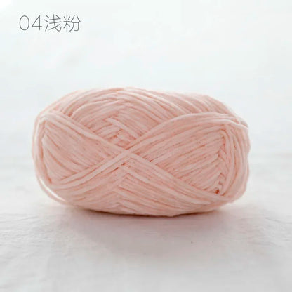 Pear Lustre Chenille Yarn 148Meters/Skein 2mm Thin Pleuche Wool Rope for Hand Crochet Dolls Shoes Materials - 04 light powder