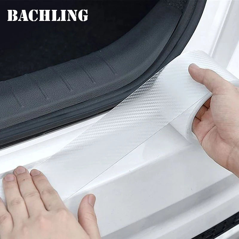 3/5/10M Transparent Carbon Fiber Car Threshold Portector Moulding Strip Trim Bumper Strip Clear Wear Surface Tapes DIY Film T