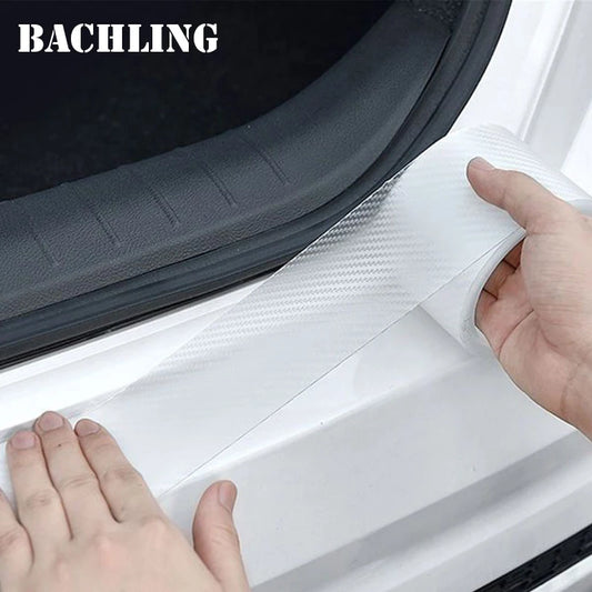 3/5/10M Transparent Carbon Fiber Car Threshold Portector Moulding Strip Trim Bumper Strip Clear Wear Surface Tapes DIY Film T