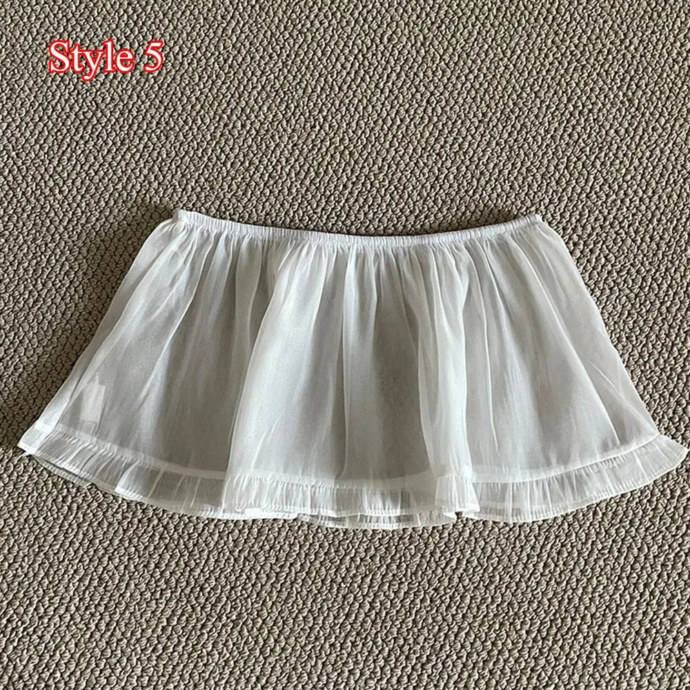Lace Mini Skirts Women Elegant Sweet Lolita Short Skirts High Waist Y2k Streetwear Ruffle Skirts Lace Trim Butt Curtain Skirt