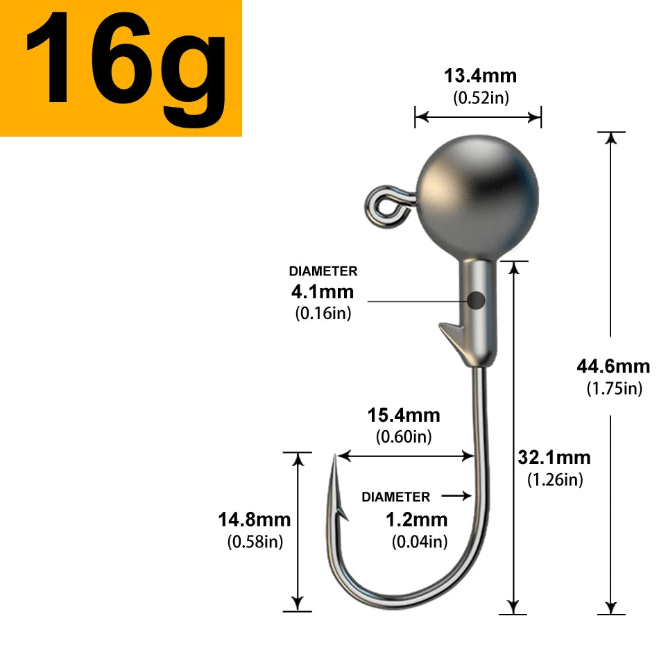 MrLurion 30pcs 1g 2g 3g 5g 10g 14g 18g 22g 25g 28g Fishing jigging head hook ,round head rigs fishhook for soft worm crank lu