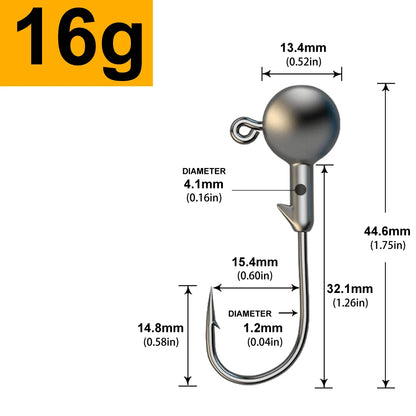 MrLurion 30pcs 1g 2g 3g 5g 10g 14g 18g 22g 25g 28g Fishing jigging head hook ,round head rigs fishhook for soft worm crank lu