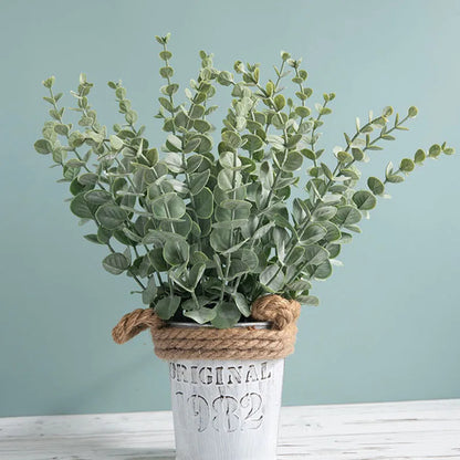 20pcs Artificial Eucalyptus Stems Leaves Green Eucalyptus Branches Fake Plants for Wedding Centerpieces Christmas Navidad Dec