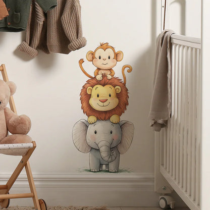 Cute Forest Animals Wall Stickers for Kids Rooms Children Boys Girls Baby Room Decoration Nursery Wallpaper Vinyl Elephant Li