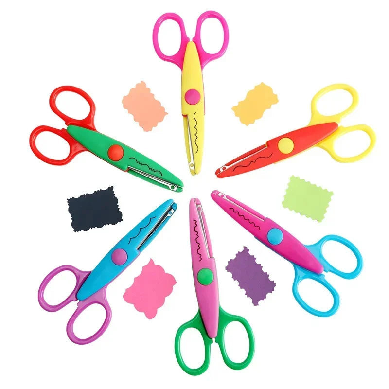 6pcs/Set Scissors Wavy Pattern Paper Cutter DIY Handmade Tools Paper Craft Kawaii Card Photo Scissors Kids Gifts Office Suppl