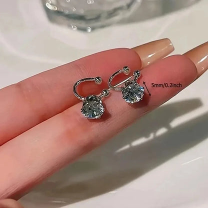 Elegant Shiny Zircon Clip Earrings Adjustable Non Piercing Ear Clips for Women Daily Wear Party Banquet Jewelry Gift New Fash