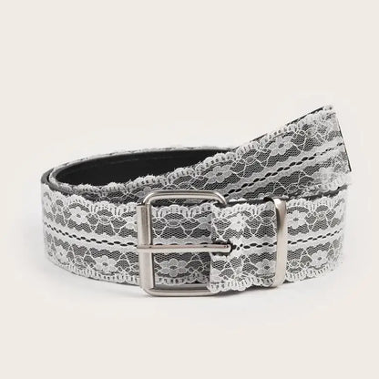 Beautiful White Floral Lace Waist Belt; Adjustable All-match Fashion Accent for Women; Casual Waist Strap Decor Accessory Gif