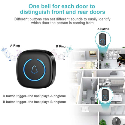 Wireless Doorbell Intelligent Welcome Door Bell 300M/984 FT Remote 60 Songs Melodies Home Smart Doorbell US EU UK Plug Option