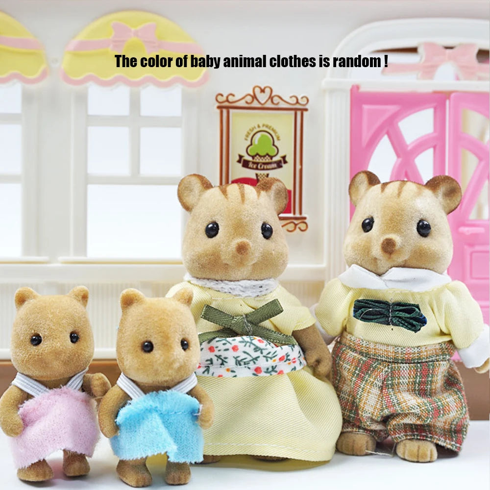 Rabbit Doll 1/12 Micro Dollhouse Reindeer Sheep Elephant Squirrel Family Kitchen Toy Miniature Furniture Set Girl Toy Gift - 