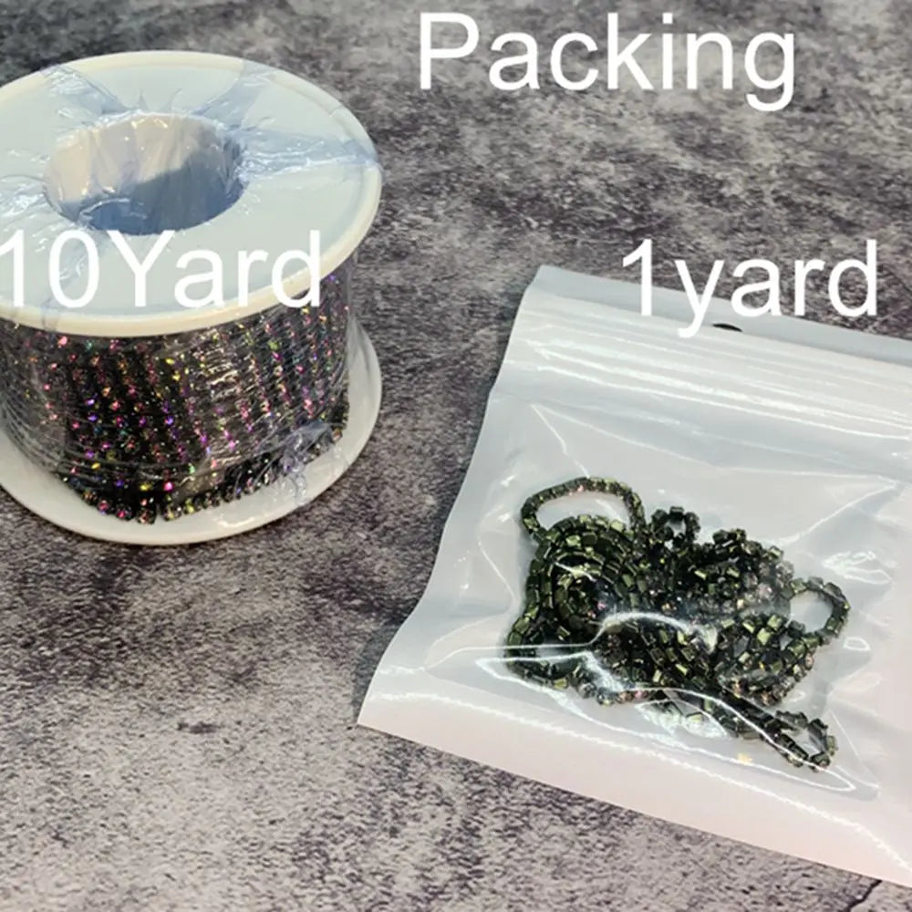 Rhinestones Chain Roll Tassel 1/10Yard Crystal Ribbon Strass Banding Sew On Gold Rhinestone Trim Strip Cup Chains For Needlew
