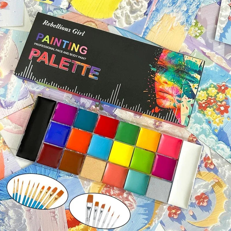 20 Colors Face Body Oil Painting Paint Pigment Non Toxic Safe Kids Flash Tattoo Painting with Brush Art Halloween Cosplay Par