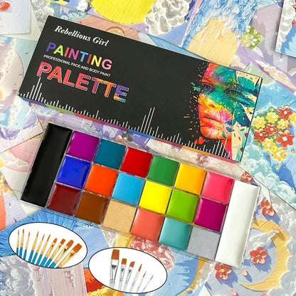 20 Colors Face Body Oil Painting Paint Pigment Non Toxic Safe Kids Flash Tattoo Painting with Brush Art Halloween Cosplay Par