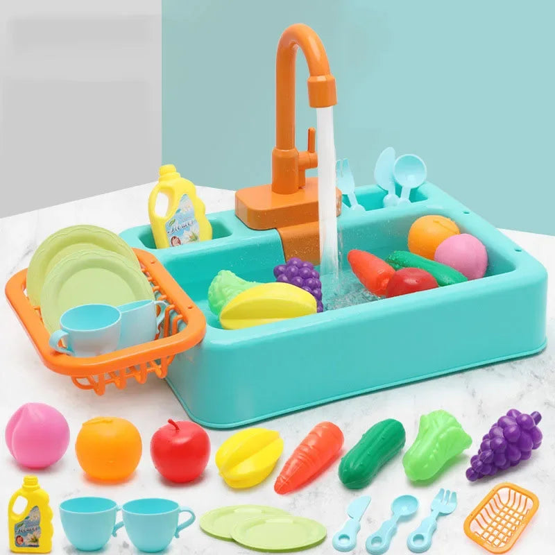 Kitchen Toy Plastic Dish Wash Sink Set Children Simulation Pretend Role Play Housework Kit Early Educational Toys for Childre