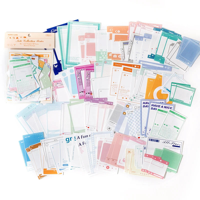 JIANQI 100pcs/pack Vintage Memo Paper Set DIY Scrapbooking School Supplies Decor Junk Journal Marking Stationery Notes Paper