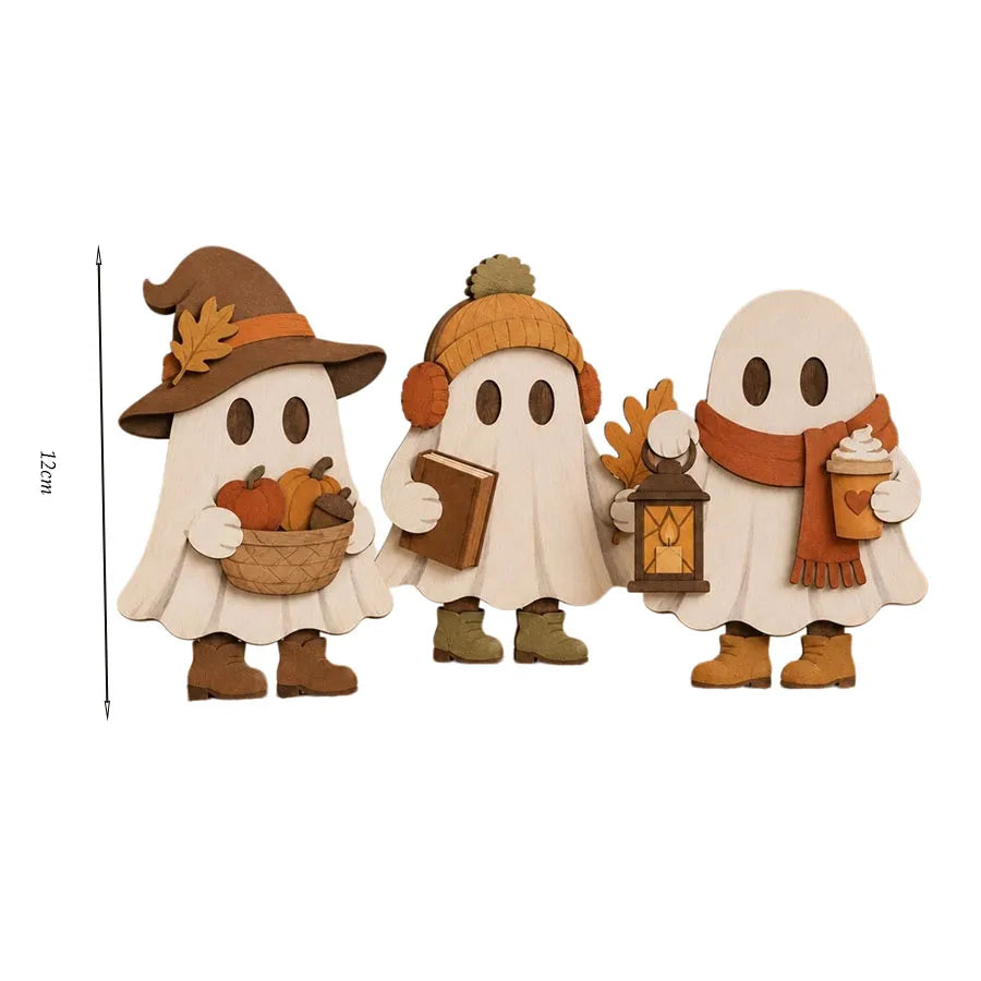 3 Pieces/Set of Autumn Wooden Ornaments, Vintage Autumn Standee Three-Piece Set for Desktop Decoration, Maple Leaf and Sunflo
