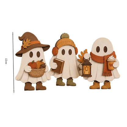 3 Pieces/Set of Autumn Wooden Ornaments, Vintage Autumn Standee Three-Piece Set for Desktop Decoration, Maple Leaf and Sunflo