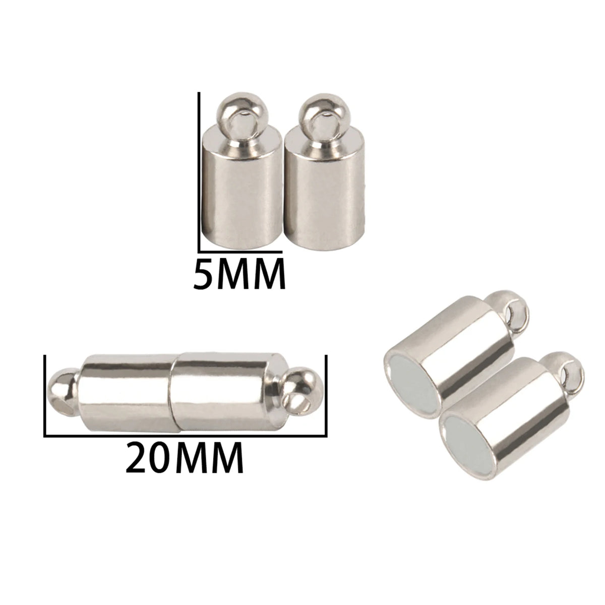 10-5Sets Stainless Steel Strong Magnetic Clasps Magnet End Clasp Connectors For Jewelry Making DIY Bracelet Necklace Accessor